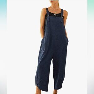 Navy Linen Overalls